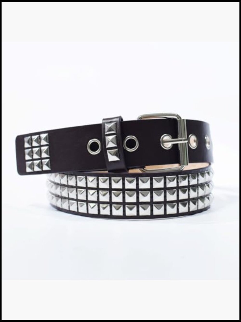 Faux Leather Studded Belt with Pyramid Studs Punk Rock Style - Picture 2 of 6